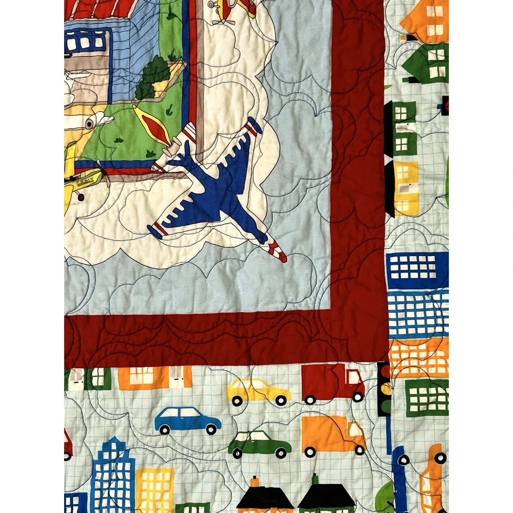 Handmade Quilt Child's Room Airport Planes Cars 48